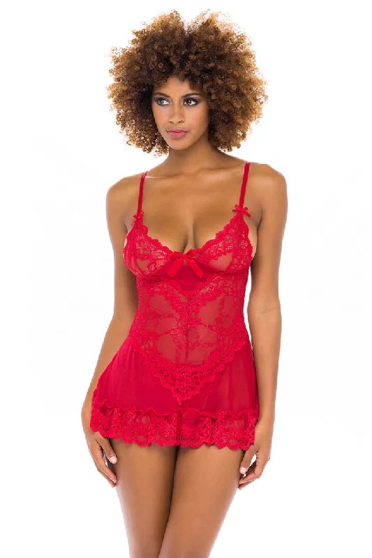 Women's Maternity Lingerie Valentine Sheer Babydoll Red