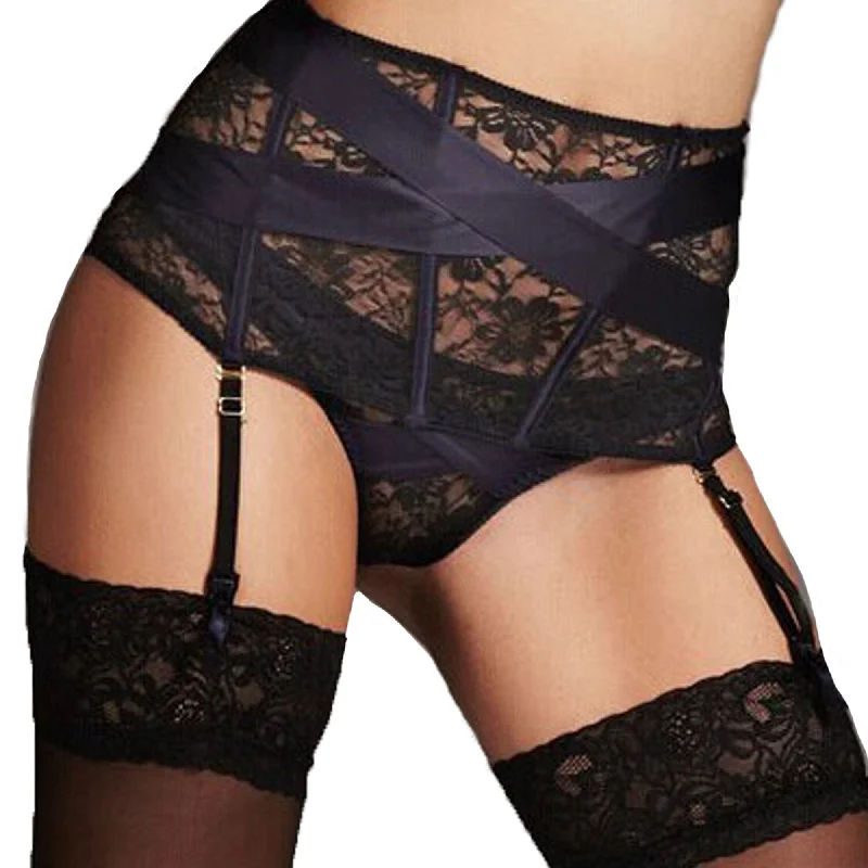 Elegant French Lace Lingerie for Women Satin & Lace Waspie Suspender Set