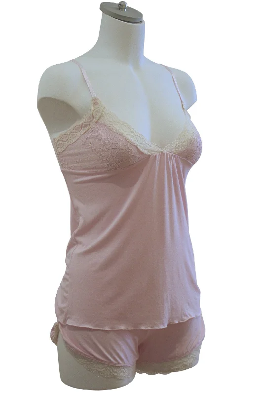 Women's Sheer Lingerie Nightgowns Celine Cami and Shortie Set | Light Pink