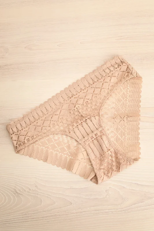 Women's High Waist Lingerie Bodysuits Larvik Taupe | Lace Underwear