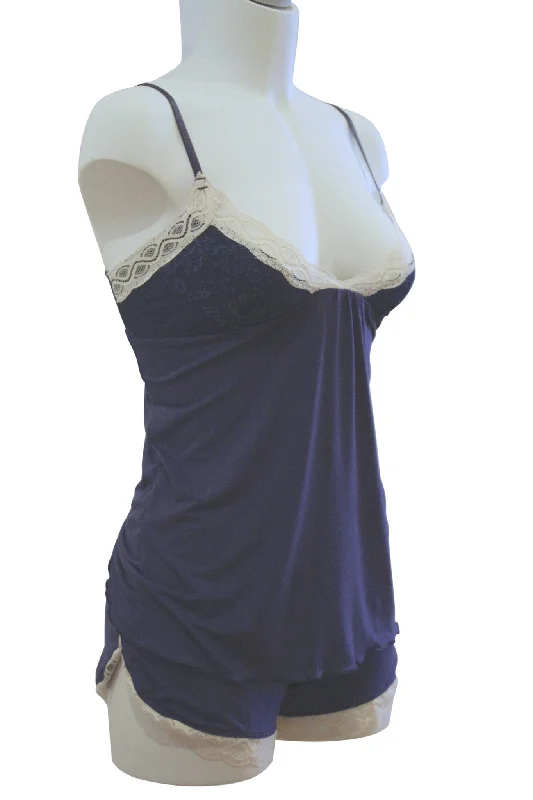 Breathable Bamboo Lingerie for Women Celine Cami and Shortie Set | Navy