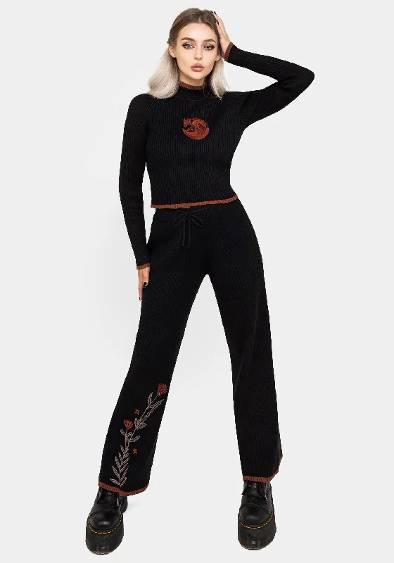Women's Tummy Control Lingerie Foxfire Embroidered Knit Joggers