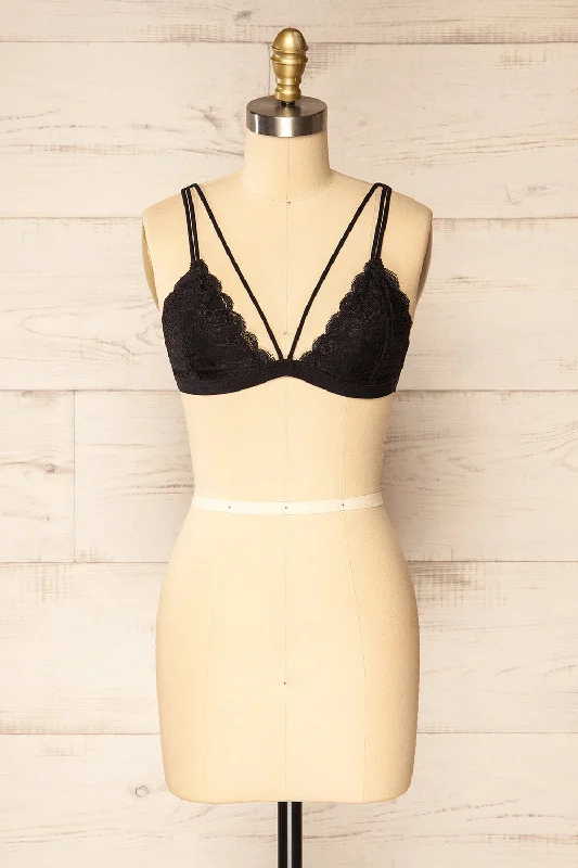Luxury Lingerie for Special Occasions Khappa Black | Floral Lace Bralette