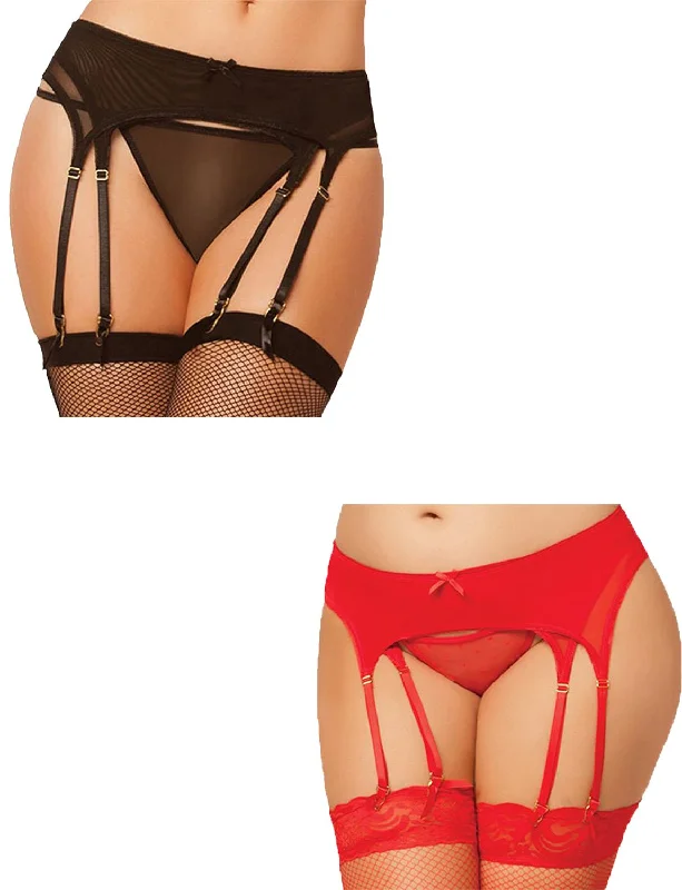 Women's Satin Sleepwear Lingerie Double Layer 8 Strap Suspender Set