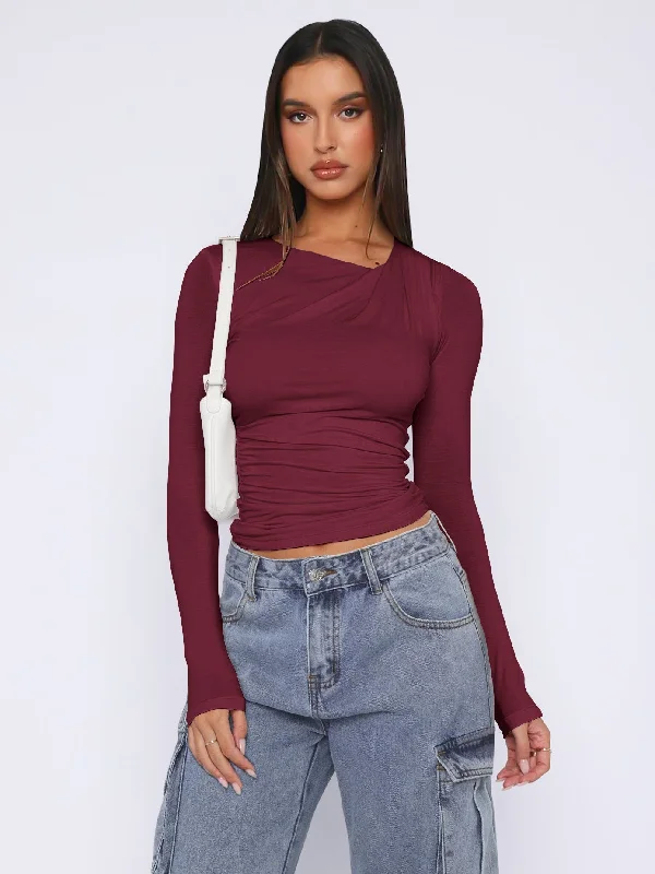 Women's Bridal Lingerie Collection Women's comfortable long sleeve irregular collar inner top Women's Bridal Lingerie Collection Women's comfortable long sleeve irregular collar inner top