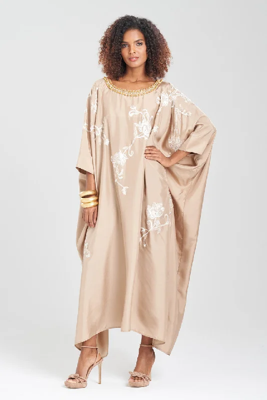Comfortable Cotton Lingerie for Women Shinjo Habotai Embroidered Silk Caftan
