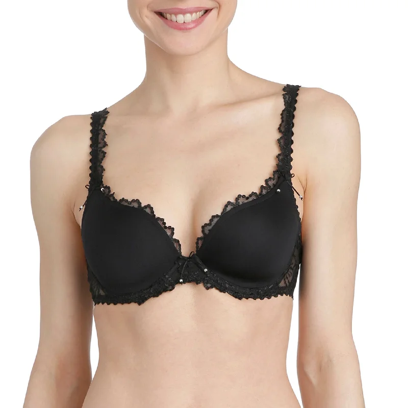Women's Sheer Lingerie Nightgowns JANE Heart Shaped T Shirt Bra | Black