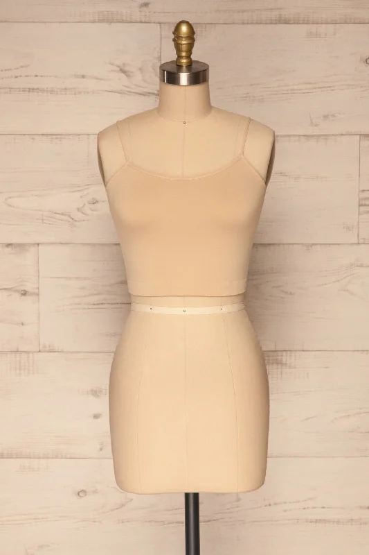 Plus Size Lace Lingerie for Women Veere Beige | Cropped Cami