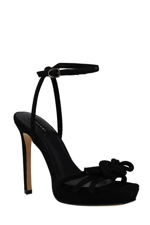 Women's Sheer Lingerie Nightgowns Chizu Suede Knotted Bow Platform Heel