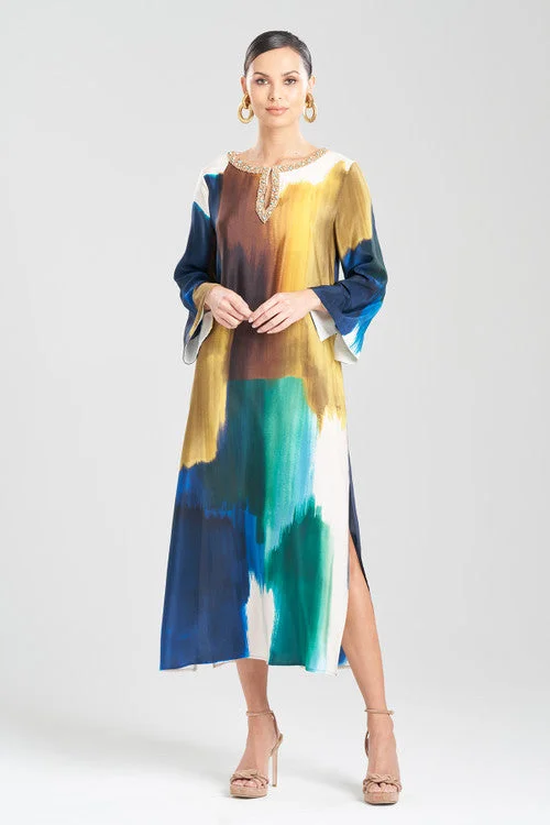 Women's Satin Sleepwear Lingerie Bohol Embellished Silk Caftan