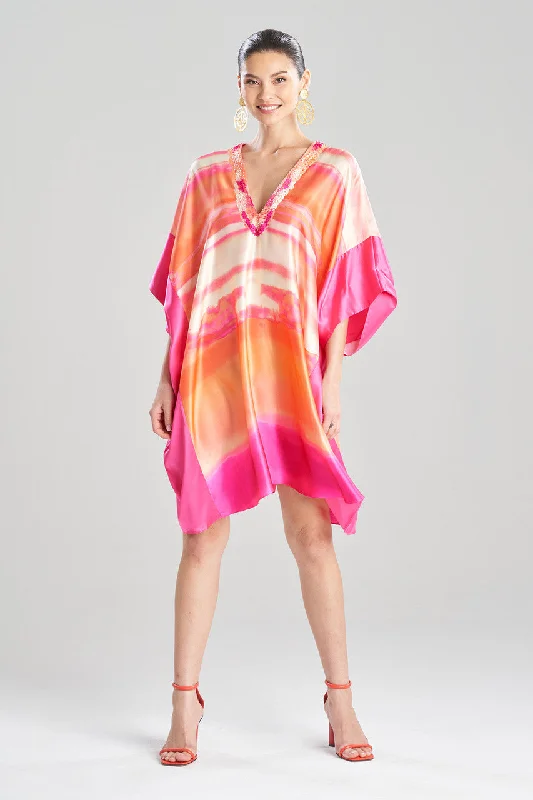 Women's Corset Style Lingerie Minako Short Cocoon Silk Embellished Caftan