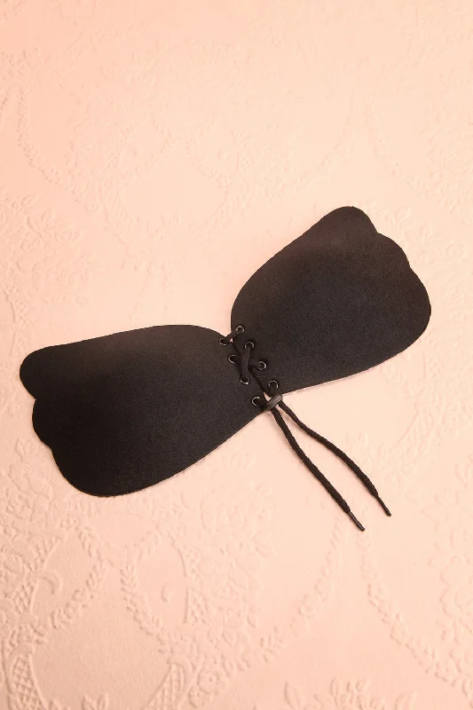 Women's Bridal Lingerie Collection Lace-up Freebra Black | Adjustable Adhesive Bra