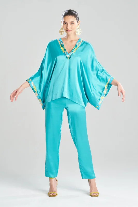 Affordable Lingerie for Women Key Essentials Embroidered Kimono Sleeve Silk Top