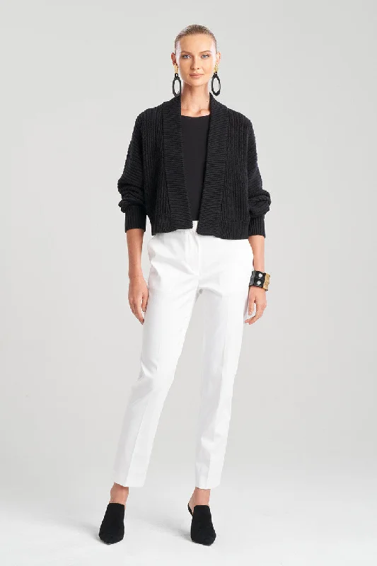 Women's Thermal Lingerie for Cold Weather Beijing Textured Knit Crop Cardigan