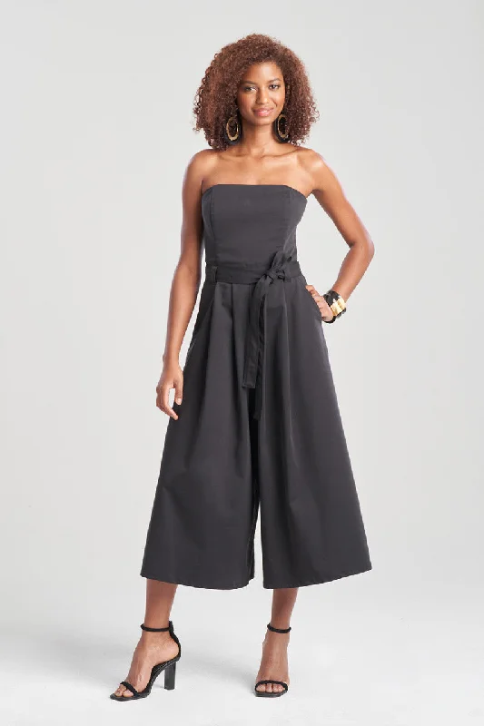 Women's Satin Sleepwear Lingerie Cotton Chino Bustier Belted Palazzo Jumpsuit
