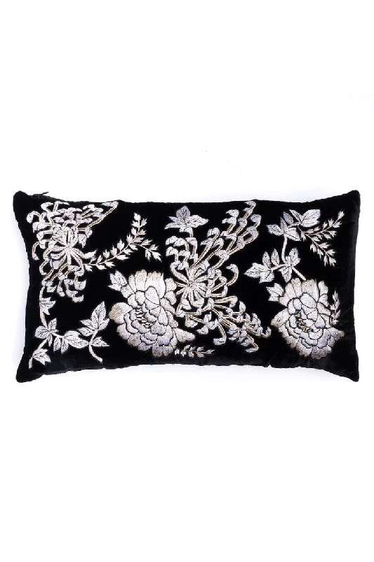 Eco-Friendly Organic Lingerie for Women Velvet Mandarin Embroidered Oblong Pillow