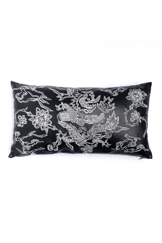 Women's Tummy Control Lingerie Vegan Luxe Leather Mandarin Embroidered Dragon Oblong Pillow Women's Tummy Control Lingerie Vegan Luxe Leather Mandarin Embroidered Dragon Oblong Pillow