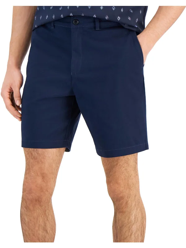 Mens Flat Front Solid Casual Shorts