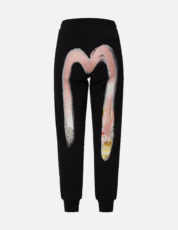 Women's Split - Hem Sweatpants in Burgundy for a Unique and Fashionable Twist2-Layer Hand-brushed Daicock Foil Print Sweatpants