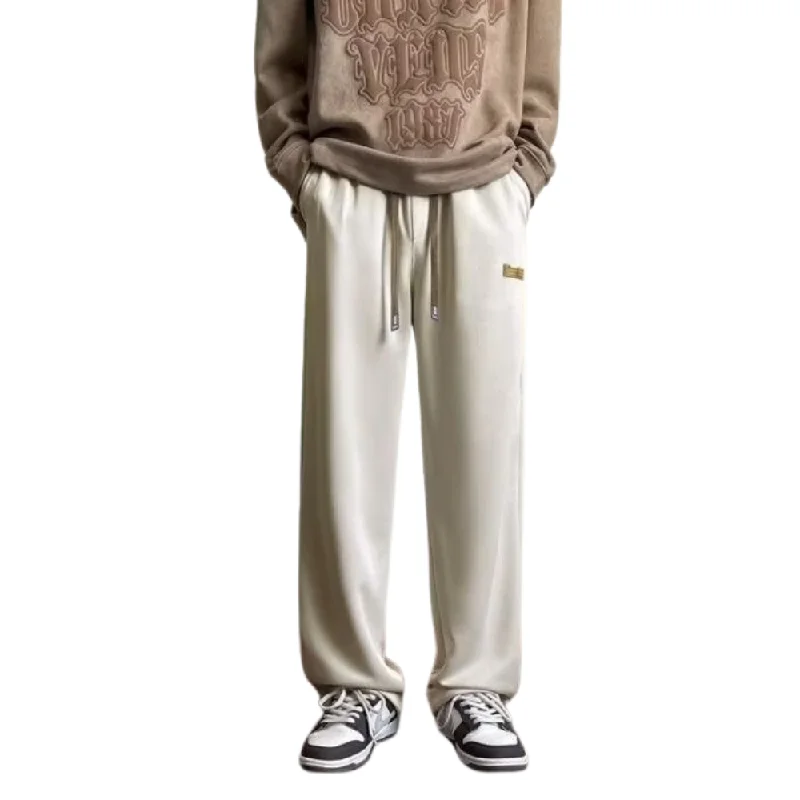 Drawstring - Waist Women's Cotton - Blend Sweatpants in White for a Casual and Comfortable Everyday LookAll-match Solid Color Straight Sweatpants
