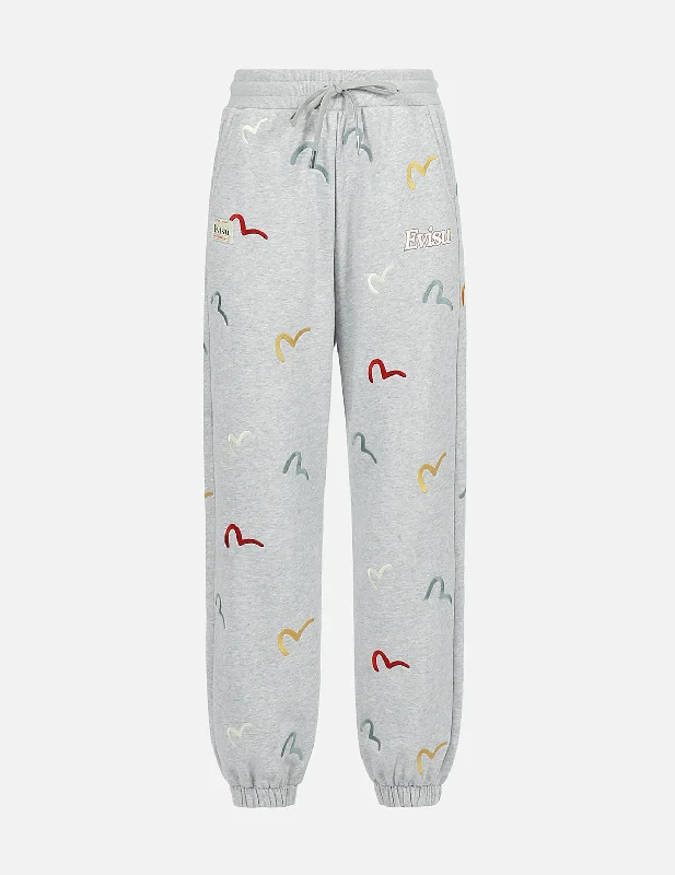Women's Terry - Cloth Sweatpants in Beige for a Soft and Absorbent Lounge OptionAllover Multi-color Seagull Embroidery Sweatpants Women's Terry - Cloth Sweatpants in Beige for a Soft and Absorbent Lounge OptionAllover Multi-color Seagull Embroidery Sweatpants