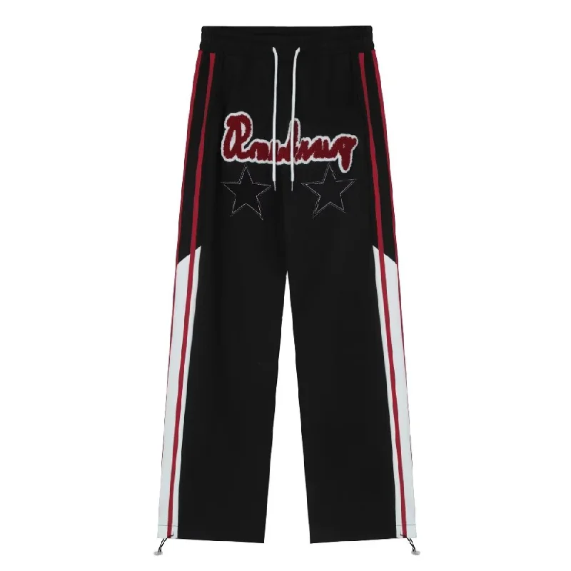 Plus Size Women's Drawstring - Waist Sweatpants in Gray with a Cozy Fleece Lining for Winter ComfortAlphabet Jacquard Pentagram Drawstring Sweatpants