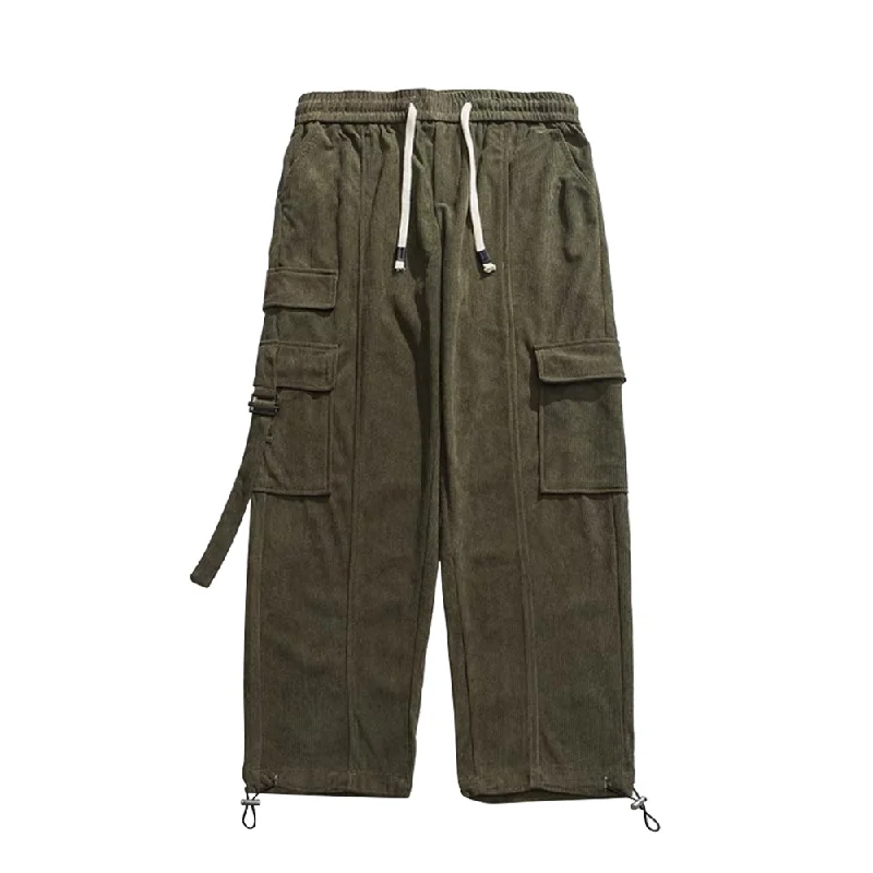 Women's Ankle - Length Sweatpants in Olive Green with Reflective Stripes for Nighttime RunsAmerican Heavy Corduroy Sweatpants