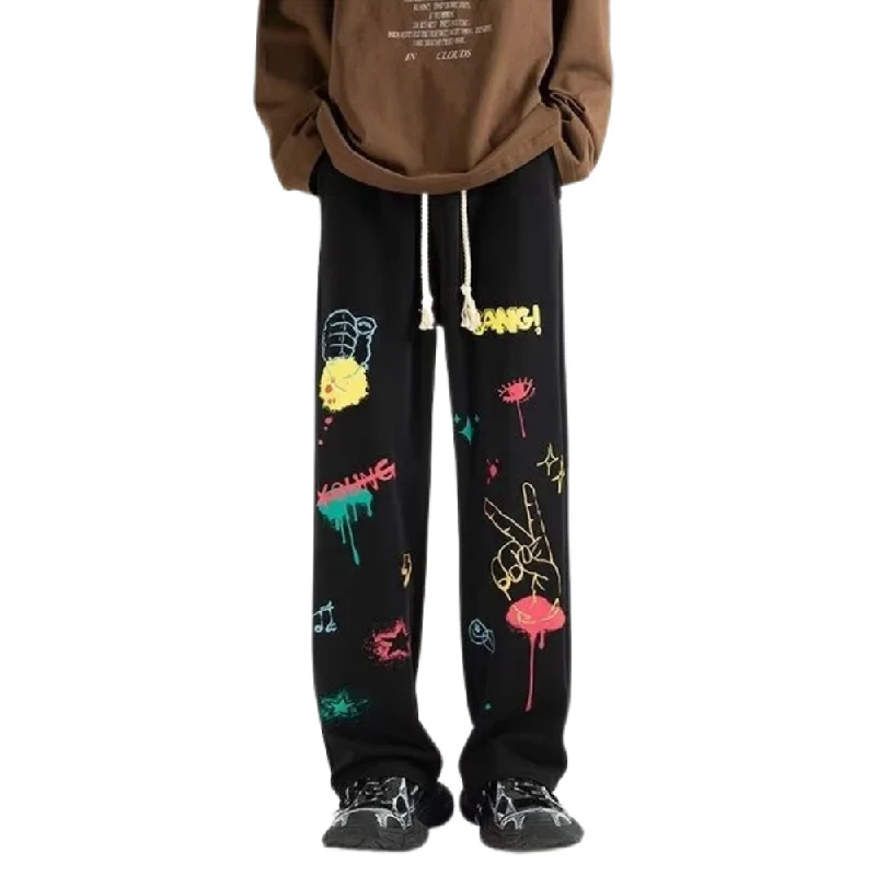 Printed Graphic Women's Sweatpants in Purple with Inspirational Quotes for a Motivating LookAmerican Street Bold Graffiti Sweatpants