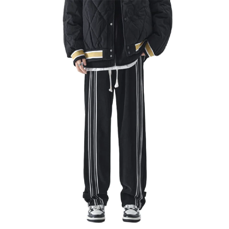 Women's Terry - Cloth Sweatpants in Beige for a Soft and Absorbent Lounge OptionBlack and White Striped Sweatpants