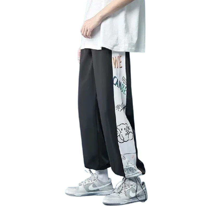 Faux Leather Women's Sweatpants in Black for an Edgy and Fashion - Forward StyleCartoon Bear Letter Graphic Sweatpants Faux Leather Women's Sweatpants in Black for an Edgy and Fashion - Forward StyleCartoon Bear Letter Graphic Sweatpants