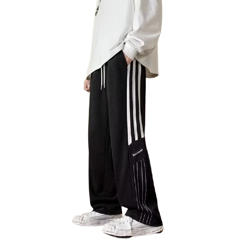 Plus Size Women's Drawstring - Waist Sweatpants in Gray with a Cozy Fleece Lining for Winter ComfortClassic Side Stripe Casual Sweatpants