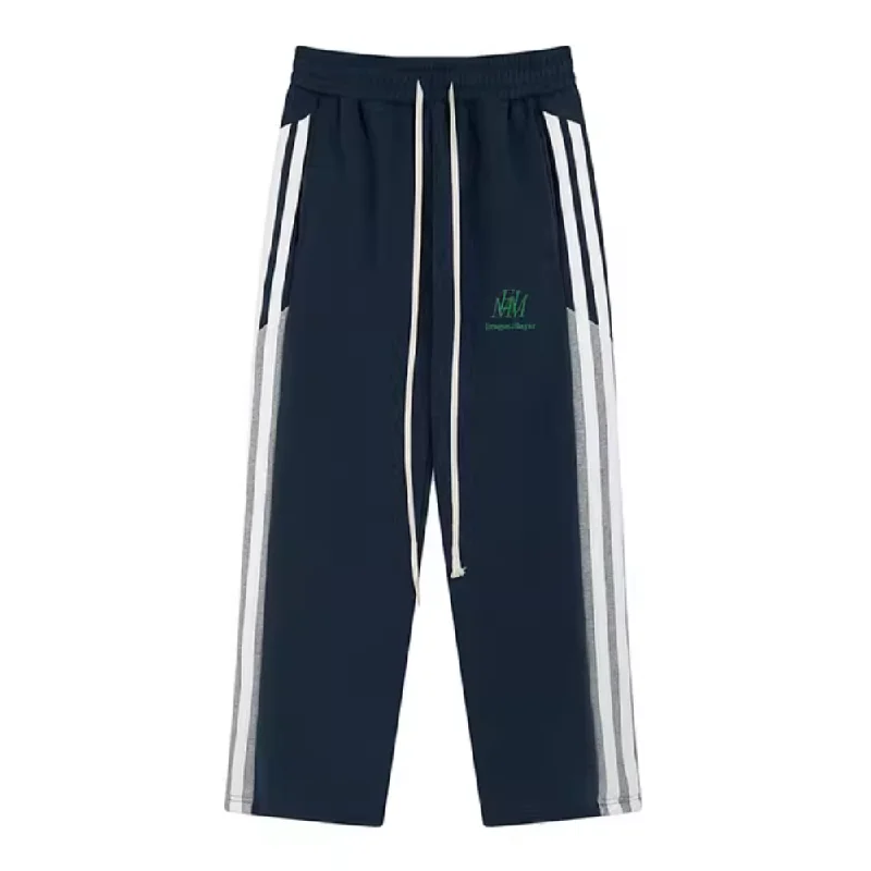 Pocket - Less Women's Sweatpants in Light Blue for a Sleek and Minimalist LookClassic Stripe Straight Sweatpants