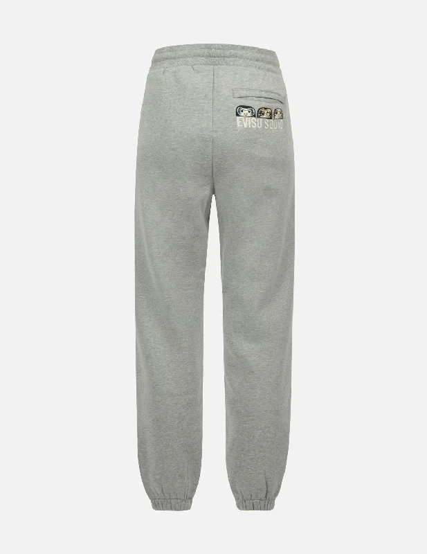 Women's Wide - Leg Sweatpants in Beige with Elastic Cuffs for a Relaxed and Trendy OutfitEVISU Squad Embroidery Sweatpants Women's Wide - Leg Sweatpants in Beige with Elastic Cuffs for a Relaxed and Trendy OutfitEVISU Squad Embroidery Sweatpants