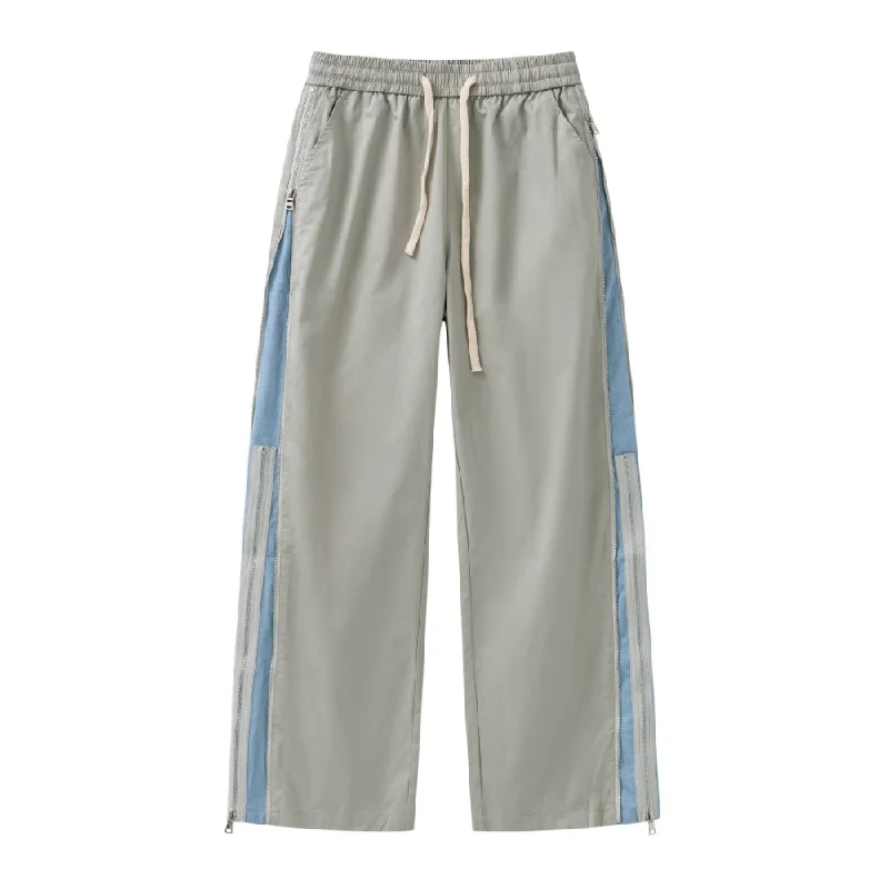 Plus Size Women's Cargo Sweatpants in Khaki with Multiple Pockets for a Practical and Stylish OptionHigh Street Double Zip Loose Sweatpants Plus Size Women's Cargo Sweatpants in Khaki with Multiple Pockets for a Practical and Stylish OptionHigh Street Double Zip Loose Sweatpants