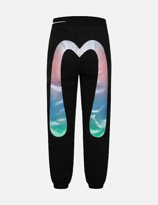 Faux Leather Women's Sweatpants in Black for an Edgy and Fashion - Forward StyleIridescent Daicock Fashion Fit Sweatpants with Cut-out Waistband