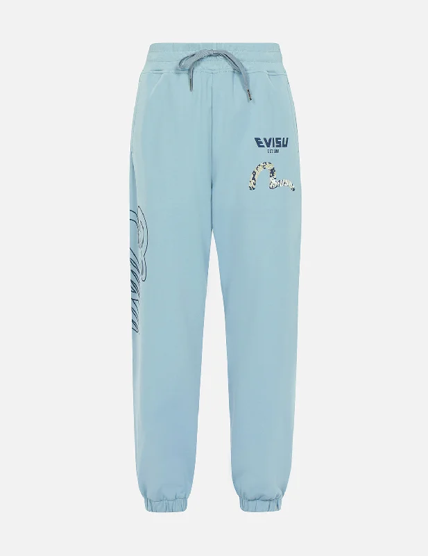 High - Waisted Women's Jogger Sweatpants in Black with Zip Pockets for a Stylish and Practical LookLogo and Seagull Print Sweatpants