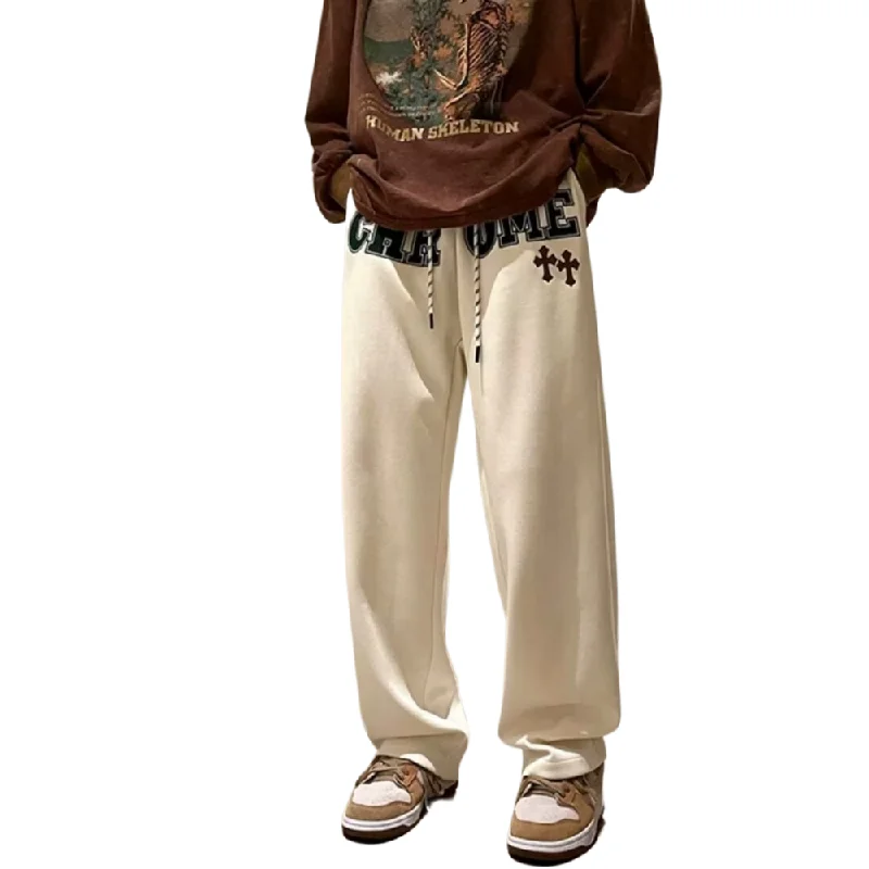 Patterned Animal Print Women's Sweatpants in Brown for a Bold and Trendy StatementLoose Letter Embroidered Straight Sweatpants