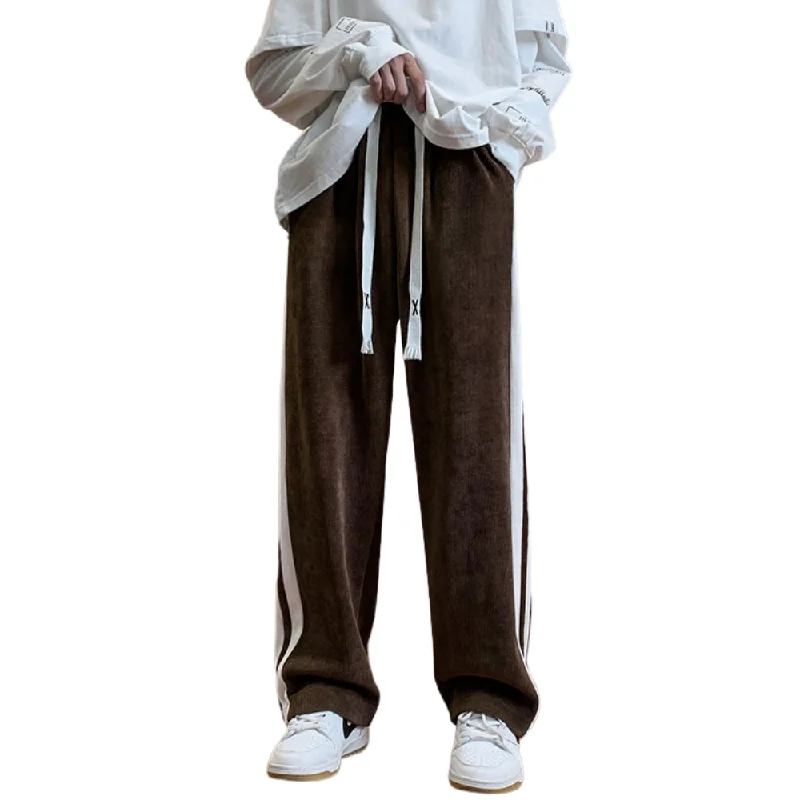 Plus Size Women's Elastic - Waist Sweatpants in Dark Green with a Flattering FitLoose Striped Sweatpants Plus Size Women's Elastic - Waist Sweatpants in Dark Green with a Flattering FitLoose Striped Sweatpants