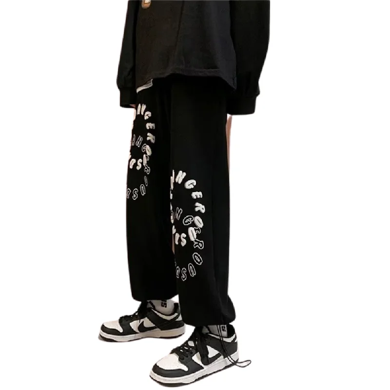 Women's Split - Hem Sweatpants in Burgundy for a Unique and Fashionable TwistSimple Round Lettered Sweatpants