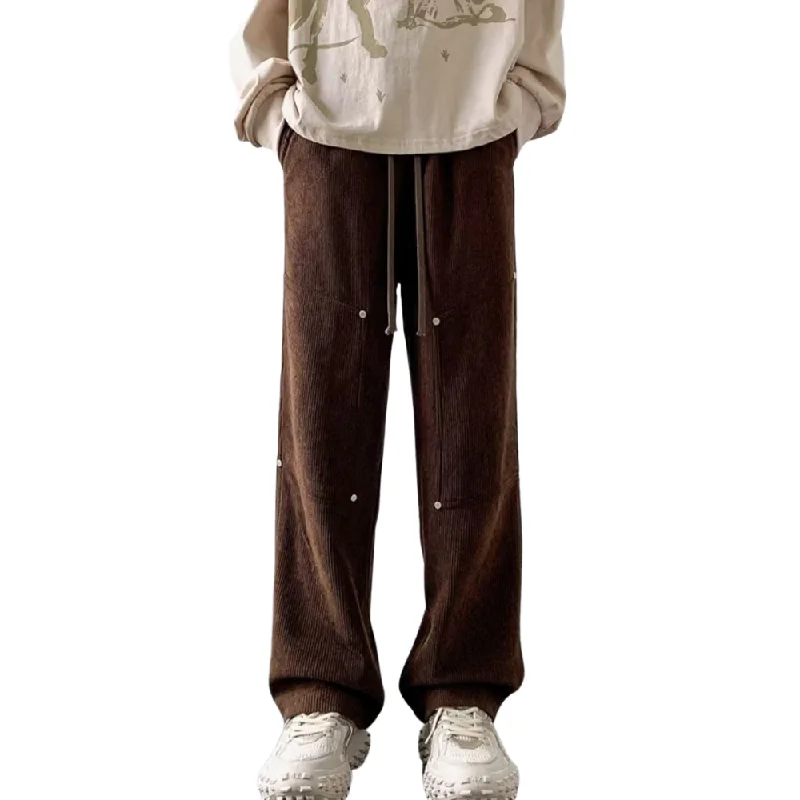 Women's Split - Hem Sweatpants in Burgundy for a Unique and Fashionable TwistSolid Corduroy Sweatpants