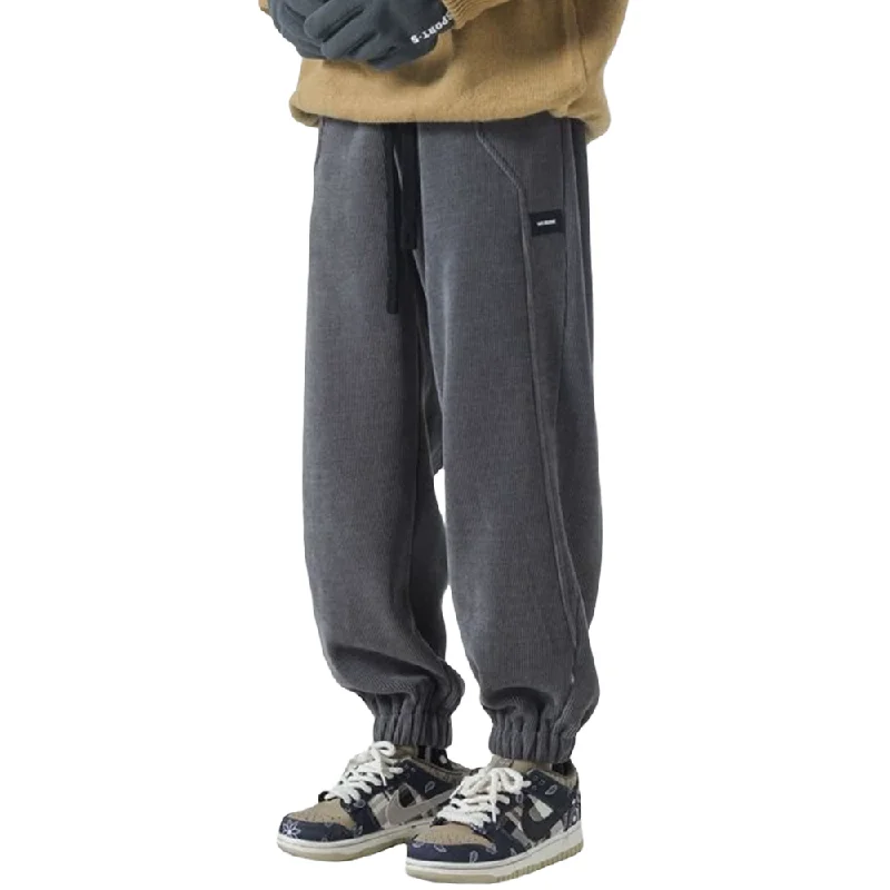 Faux Leather Women's Sweatpants in Black for an Edgy and Fashion - Forward StyleVersatile Corduroy Warm Leggings Sweatpants