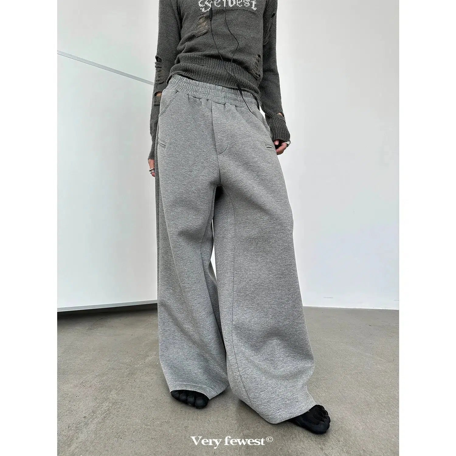 Plus Size Women's Side - Stripe Sweatpants in Navy and White for a Nautical - Inspired StyleWide-Leg Mopping Sweatpants