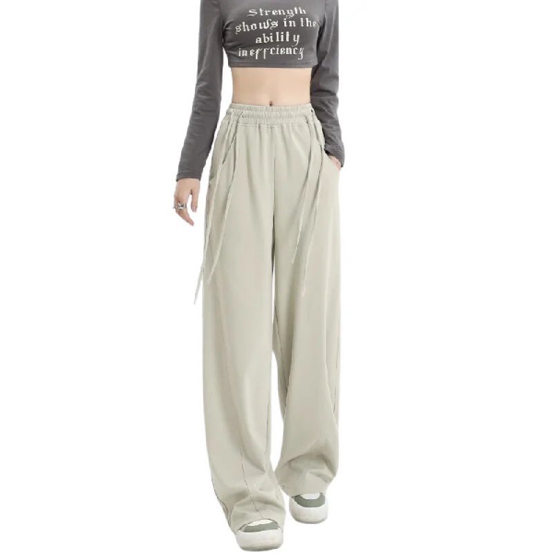 Women's Wide - Leg Sweatpants in Beige with Elastic Cuffs for a Relaxed and Trendy OutfitWomen's Solid Color Versatile Sweatpants