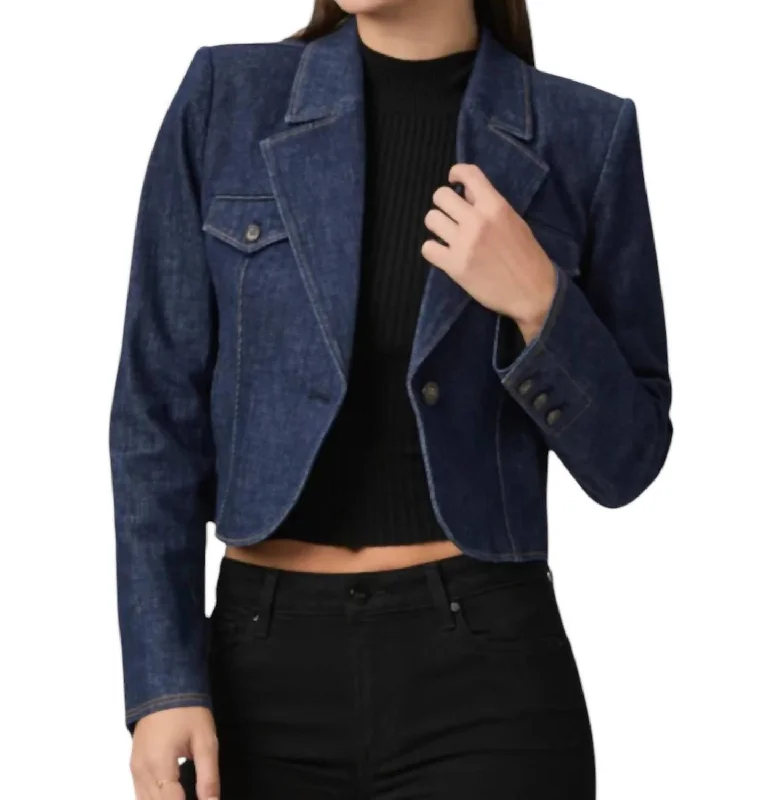 Single - Breasted Women's Corduroy Blazers in Mustard Yellow for an Autumn VibeBetania Denim Blazer In Magdalena