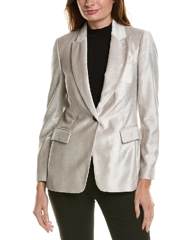 Double - Breasted Women's Leather Blazers in Taupe for an Edgy LookBrunello Cucinelli Silk-Blend Blazer Double - Breasted Women's Leather Blazers in Taupe for an Edgy LookBrunello Cucinelli Silk-Blend Blazer