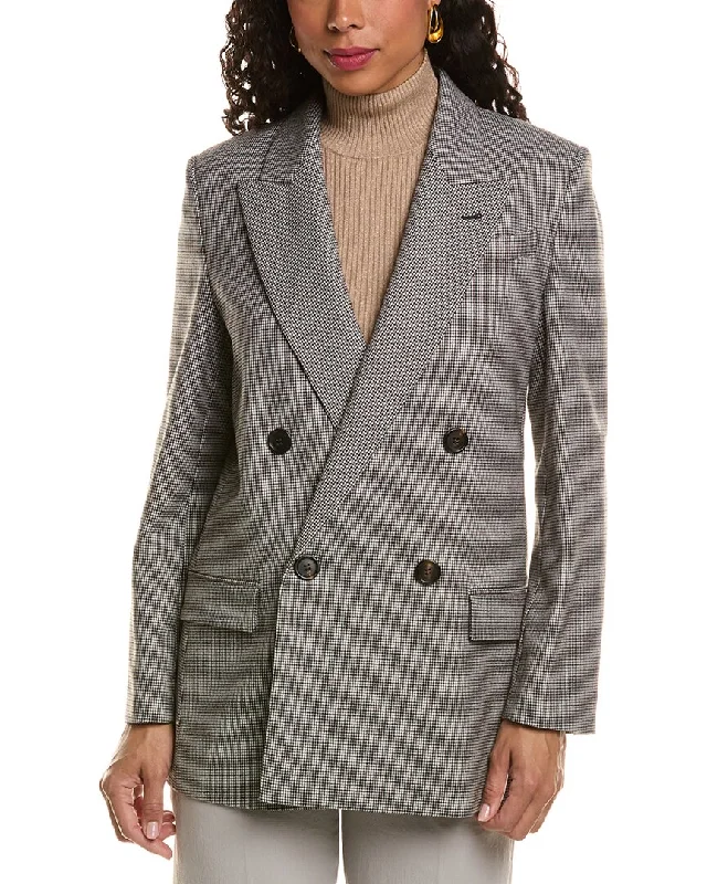 Oversized Women's Checkered Blazers in Black and White for a Trendy StyleBrunello Cucinelli Wool-Blend Blazer