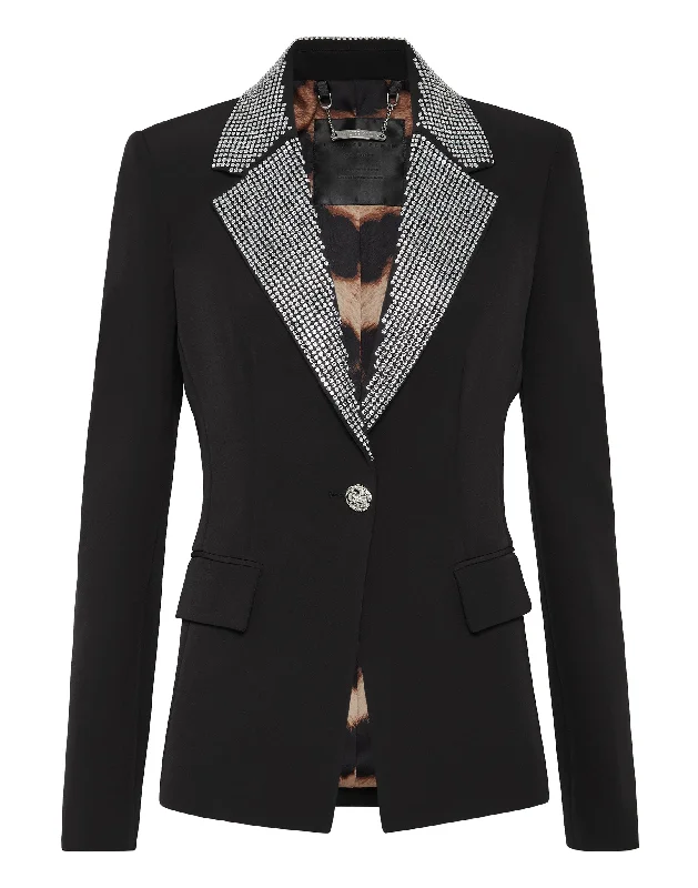 Plus Size Women's Military - Inspired Blazers with Gold Accents for a Bold LookCady Blazer Crystal with Crystals Plus Size Women's Military - Inspired Blazers with Gold Accents for a Bold LookCady Blazer Crystal with Crystals