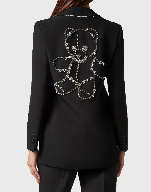 Plus Size Women's Faux Fur - Trimmed Blazers in Black for a Luxurious LookCady/Satin Boxy Blazer Teddy Bear Plus Size Women's Faux Fur - Trimmed Blazers in Black for a Luxurious LookCady/Satin Boxy Blazer Teddy Bear