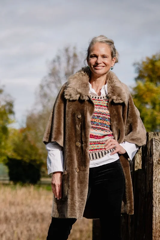 Women's longline double - breasted camel coats for a sophisticated lookCara Shearling Coat Women's longline double - breasted camel coats for a sophisticated lookCara Shearling Coat