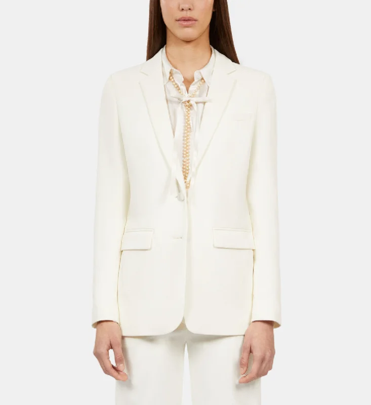 Single - Breasted Women's Tweed Blazers with Gold Buttons for a Classic LookCrepe Suit Jacket Straight Cut Single - Breasted Women's Tweed Blazers with Gold Buttons for a Classic LookCrepe Suit Jacket Straight Cut